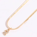 Elegante collana a catena serpente dorata con ciondolo numero 2 con zirconi da donna - Numero 2 (Placcato Oro 14K)