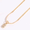 Collana a catena serpente dorata con ciondolo numero 3 in zircone per donna - Numero 3 (Placcato Oro 14K)
