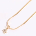 Collana a catena a serpente dorata con ciondolo numero 4 incastonato di zirconi - Numero 4 (Placcato Oro 14K)
