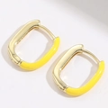 U-shaped gold earrings with vibrant yellow enamel finish and secure clasp closure - Yellow