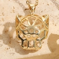Luxuriöse 14K vergoldete Titanstahlkette mit geometrischem hohlem Leopardenkopf Anhänger - Geometrischer Hohler Pantherkopf Stil (XL2243 #3)