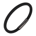 Detailed macro view of black braided fiber texture and polished magnetic metal clasp - Free Engraving Service / Black