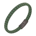 Bracelet pour homme en cuir tressé vert foncé avec fermoir magnétique en acier - 20.5CM / Vert Boucle Noir