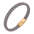 Bracelet tressé gris et beige fait main avec fermoir magnétique doré pour homme - 20.5CM / Blanc Boucle Dorée