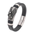 Men's leather bracelet with stainless steel eagle relief and magnetic buckle - 19 / Eagle