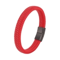 Braided red leather bracelet featuring a matte black magnetic clasp for men and women - 20.5cm / Red Leather With Black Clasp