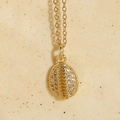 Exquisite 14K gold plated seashell necklace featuring shimmering zircon micro-pave - Shell