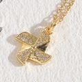 Elegant gold windmill heart pendant necklace with shimmering zircon crystals for women - Windmill 14K Gold