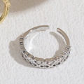 Bague ouverte ajustable en argent avec motifs cœurs évidés et pierres en zircone - Zirconia en Forme de S (JZ0237) - Argent