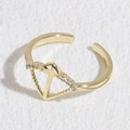 Bague ouverte géométrique dorée avec triangle orné de zircons étincelants - Flèche à Travers Le Cœur (JZ0237) - Or