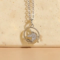 Sparkling unicorn pendant necklace with white zircon pavé in a polished silver finish - Unicorn (Silver)