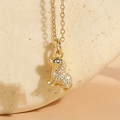 Poodle puppy pendant necklace with white crystals in 14K gold-plated finish - Dog (Gold)