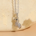 Silver dog pendant necklace with pavé-set zircons on 14K gold plated chain - Dog (Silver)