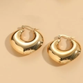 Elegant chunky gold hoop earrings with a polished finish and rounded design for women - Heart Hollow Style (ES2173-Gold Color)