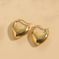 Chunky gold teardrop hoop earrings in polished titanium steel with glossy finish - Bag Shape Style (ES2173-Gold Color)