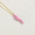 Rosafarbene organische Anhänger-Halskette mit Goldkette für trendigen Dopamin-Mode-Stil - Rosa