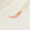 Schicke Goldkette mit rosa Hornanhänger, Emaille und bunten Zirkonia-Steinen - Rosa