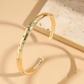 Elegant gold-plated C-shaped cuff bracelet with star patterns and zircon inlays - Star White Zirconia