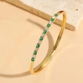 Elegant gold bangle featuring alternating green and white zircon stones in a sleek finish - Green Zirconia Bangle