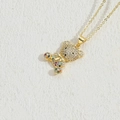 Luxurious 14K gold-plated necklace featuring a zircon bear pendant with colorful gems - Colorful Zirconia Bear Necklace MA1-7
