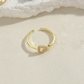 Anillo abierto dorado con motivo de corazón y circonitas rosas en acabado pulido - Anillo Circonia Hueco (Oro 14K)