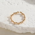 Minimalistischer offener Goldring mit Perlendesign und verstellbarer geometrischer Form - Texturiertes Design (JZ0291-4) / Gold