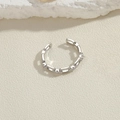 Anillo abierto de eslabones plateados con circonitas brillantes para mujer - Anillo Circonia Hebilla OT (Oro Blanco)