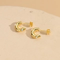 Goldene C-förmige Mondohrringe mit Opalsteinen für einen luxuriösen und modernen Look - C-Form Opal Zirkonia (14K Goldton)