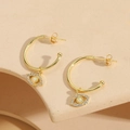 Golden Evil Eye hoop earrings with iridescent opal stone and white cubic zirconia - Evil Eye Opal (14K Gold Tone)