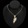 Hip hop style gold plated twist chain with a sparkling rhinestone paper plane pendant - Gold Pendant With Rope Chain