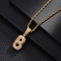 Luxurious gold-plated letter B necklace pendant with sparkling cubic zirconia inlay - Letter B Style
