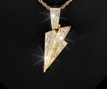 Gold plated hip-hop lightning bolt pendant necklace encrusted with zircon stones - Gold Tone Pendant Only (Without Chain)