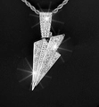 Hip hop silver lightning bolt pendant with full pave diamonds on a thick twisted rope chain - Silver Tone Pendant Only (Without Chain)