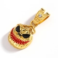 Gouden Halloween pompoen hanger met rode tanden en een glinsterend strass steentje - Alleen gouden hanger
