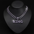 Pendentif lettre KING avec cristaux violets sur une grosse chaîne à maillons cubains - Chaîne 18 Pouces / Violet