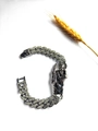 Iced out Cuban link chain bracelet with Saint Jude pendant in silver finish - Silver