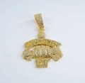 Hip-hop GET MONEY money bag pendant in gold finish with white iced-out rhinestones - Single Pendant (No Chain) / Gold