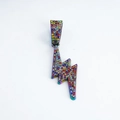 Collana con ciondolo a fulmine arcobaleno hip-hop con strass multicolore e placcatura - Pendente Singolo (Senza Catena)