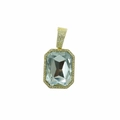 Hip-hop style square clear crystal pendant with iced out gold plated micro pave setting - Gold White Artificial Gemstone Pendant Only (Without Chain)