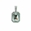 Cuban chain necklace featuring a large rectangular clear gemstone pendant in silver finish - White Stone Pendant Only / Silver