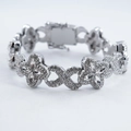 Bracciale a catena cubana argento con quadrifoglio e infinito in zirconi brillanti - Argento Strass Bianco