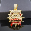 Hip hop bulldog pendant necklace with gold plating and iced out rhinestones for men - Gold Pendant Only (Without Chain)
