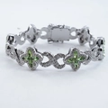 Bracciale infinity argento con ciondolo a quadrifoglio verde smeraldo e zirconi - Argento Pietra Verde
