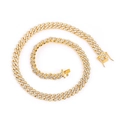 Luxury 9mm gold-plated Cuban link necklace for men with full sparkling rhinestone pave setting - Ultra Short Style (7inch) / Gold