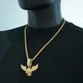 Pendaglio aquila hip hop con incisione WEST e zirconi scintillanti su catena a corda - Ciondolo Oro Con Catena a Corda da 5mm