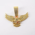 Ciondolo aquila hip-hop dorato con strass lucidi e scritta WEST su catena a maglia da 5mm - Ciondolo Singolo Oro (Senza Catena)