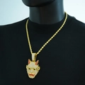 Hip Hop vergoldete Dämonen Geist Anhänger Halskette mit Zirkonia für Herren - Seilkette Halskette / Gold