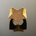 Men's hip hop gold ring featuring a large five-pointed star fully iced out with zircon stones - US 8 / Gold