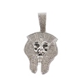 Hip hop Egyptian Pharaoh head pendant with pave white crystals in silver finish - Silver Tone Pendant Only (Without Chain)