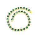 Luxurious hip hop gold chain with square emerald green stones and diamond accents - 7inch(18cm) / Gold